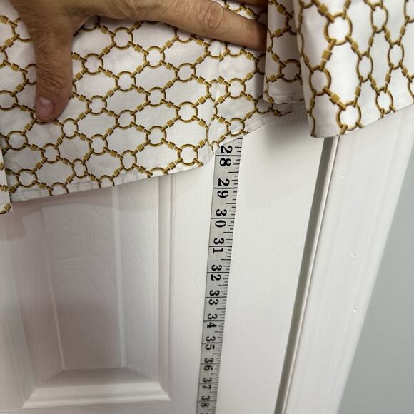 Chicos Top Womens No Iron Sateen Chain Link Print White Gold Size XXL 4 18 - Picture 6 of 9